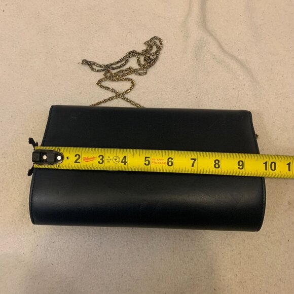 Vintage ANDE' Dark Blue Clutch Purse Evening Handbag Gold Chain Shoulder Strap - Picture 11 of 12